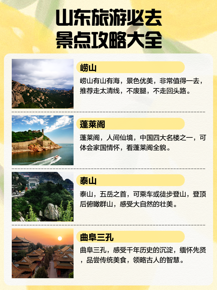 山東旅游景點(diǎn)一覽，美景盡收眼底，山東美景一覽，景點(diǎn)大全與盡收眼底之旅